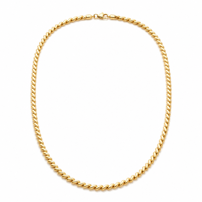 San Marco chain necklace — 18K yellow gold Italian diagonal-cut oval links — Safy Collective