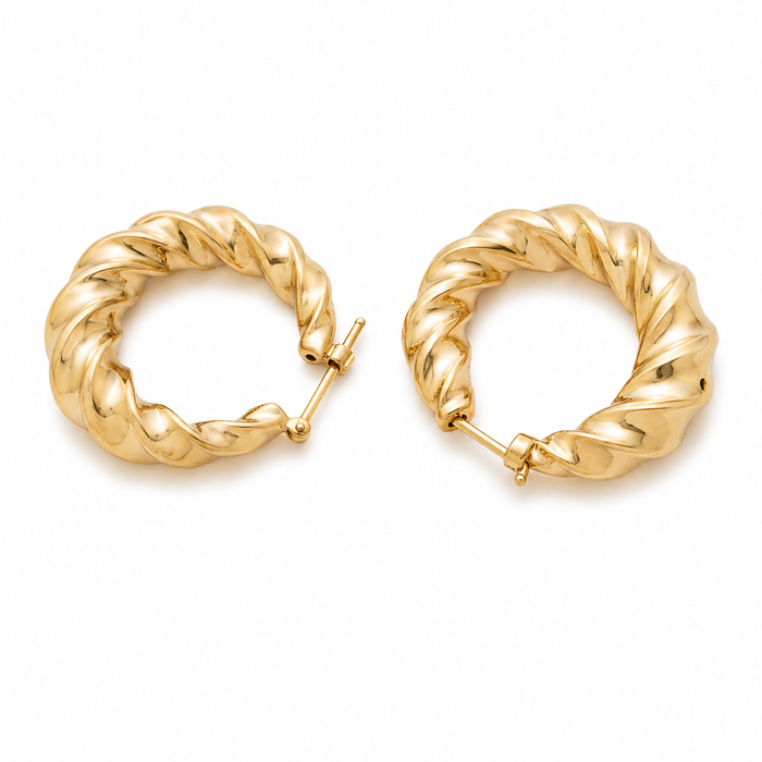 Ridge twisted rope hoop earrings — 18K yellow gold — Safy Collective