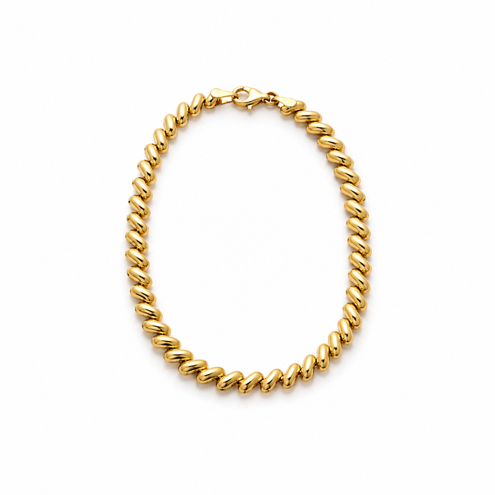 Curl Bracelet — chunky polished S-link 18K solid gold bracelet — Safy Collective
