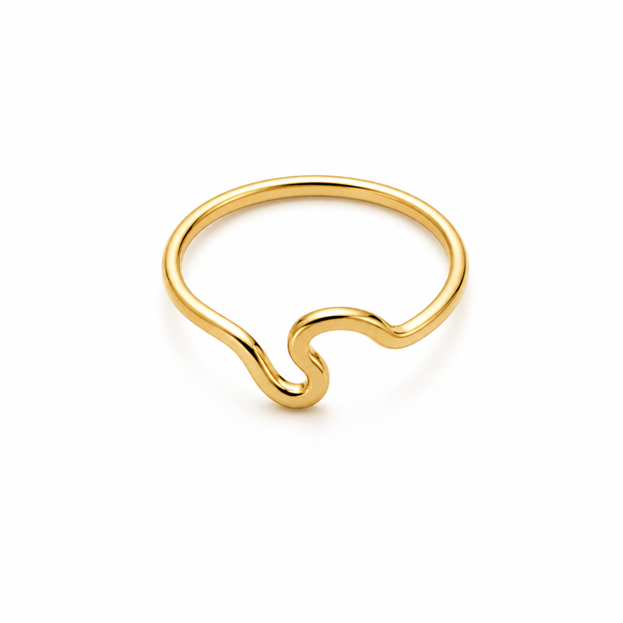 The Wave — 18K solid gold open wire ring with wave detail — Safy Collective