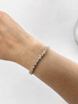 8 Carat North South Pear Shape Tennis Bracelet, 18k Yellow Gold, Lab Diamond - Image 2