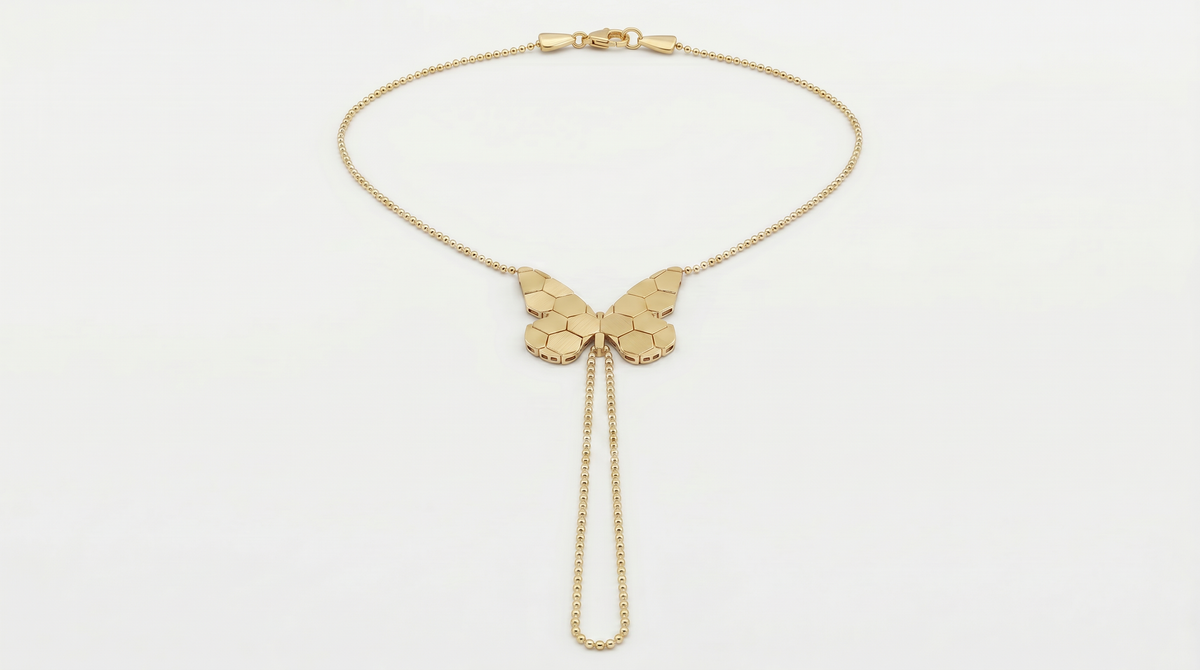 Petite Honeycomb Butterfly Hand Chain - Image 1
