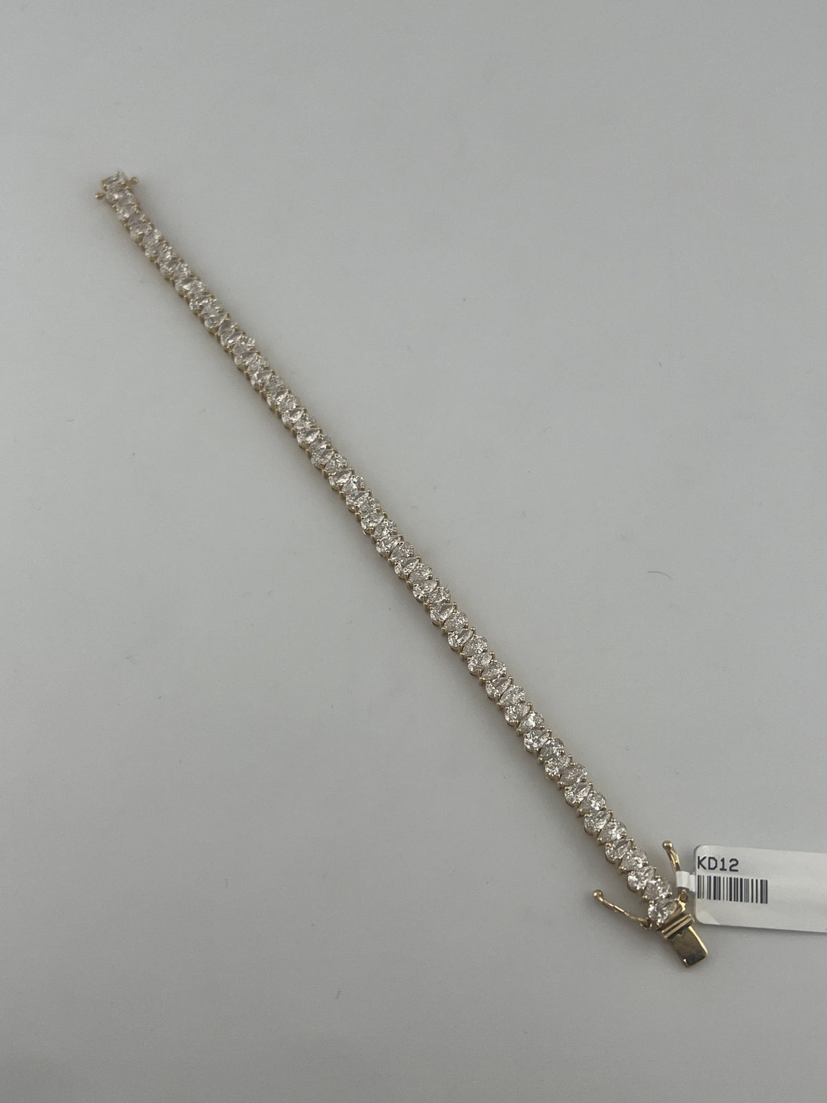 8 Carat North South Pear Shape Tennis Bracelet, 18k Yellow Gold, Lab Diamond - Image 4