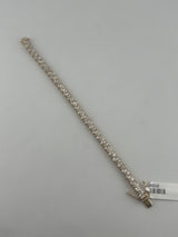 8 Carat North South Pear Shape Tennis Bracelet, 18k Yellow Gold, Lab Diamond - Image 4