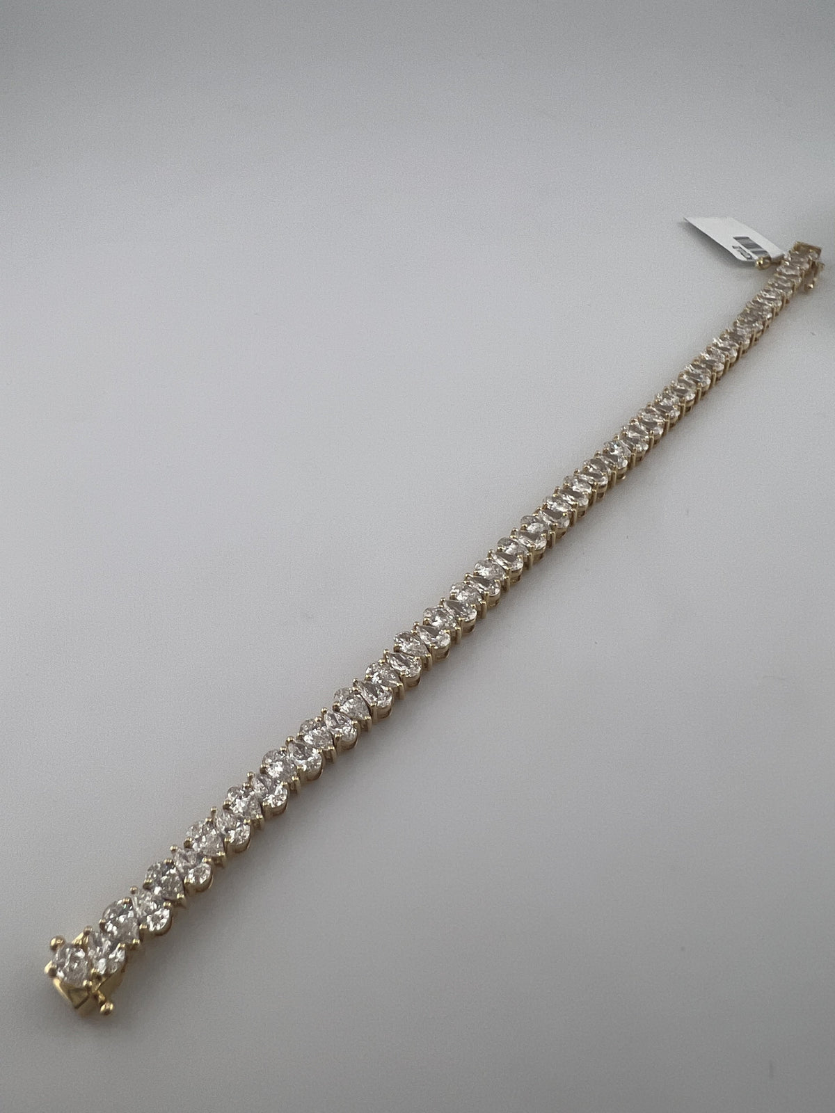 8 Carat North South Pear Shape Tennis Bracelet, 18k Yellow Gold, Lab Diamond - Image 5