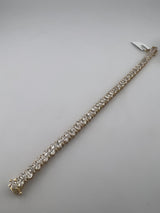 8 Carat North South Pear Shape Tennis Bracelet, 18k Yellow Gold, Lab Diamond - Image 5