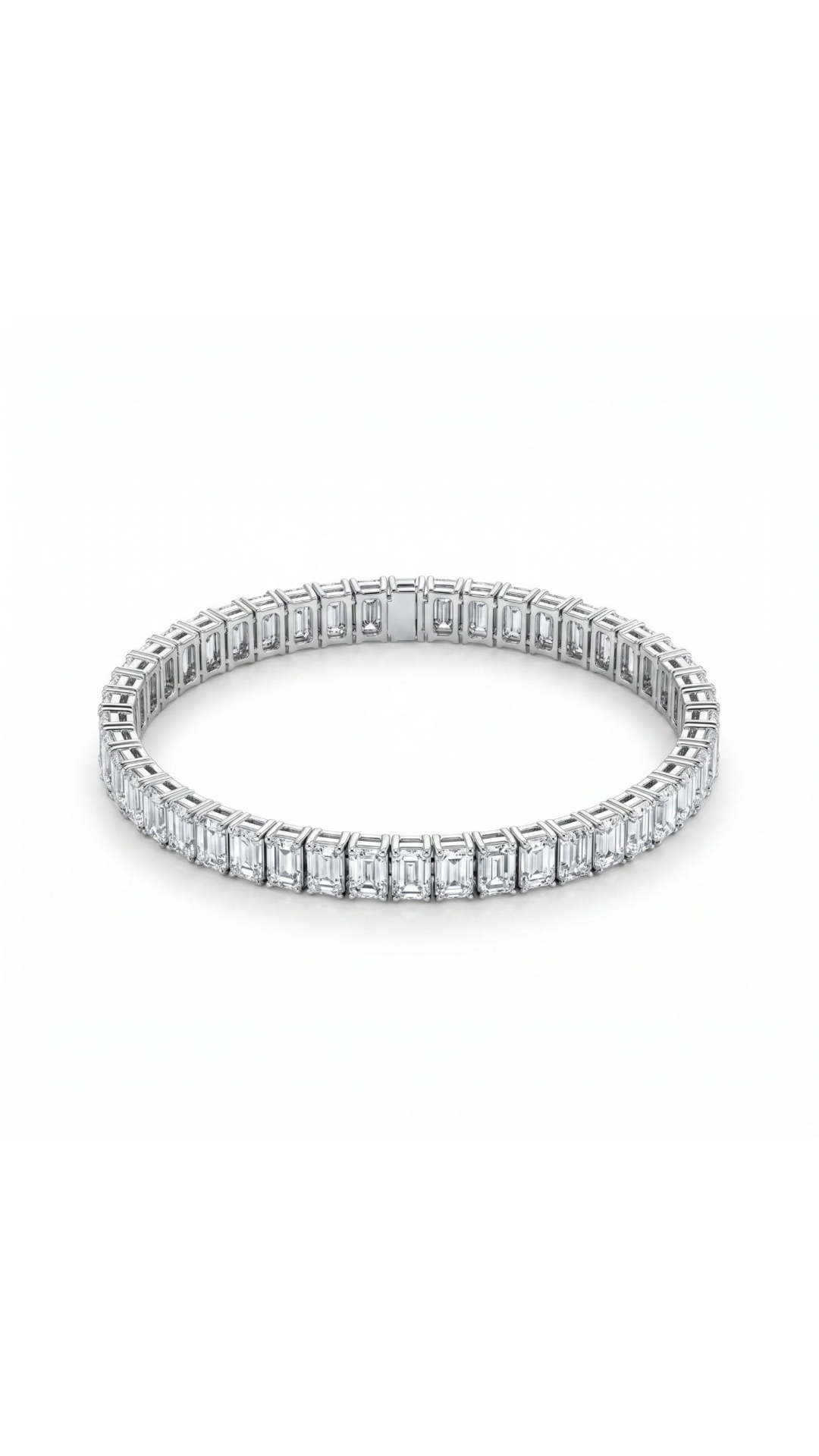 8 Carat Emerald Shape Tennis Bracelet, 18k White Gold, Lab Diamond - Image 4