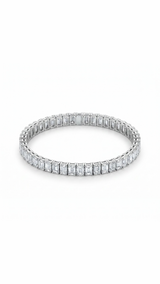 8 Carat Emerald Shape Tennis Bracelet, 18k White Gold, Lab Diamond - Image 4
