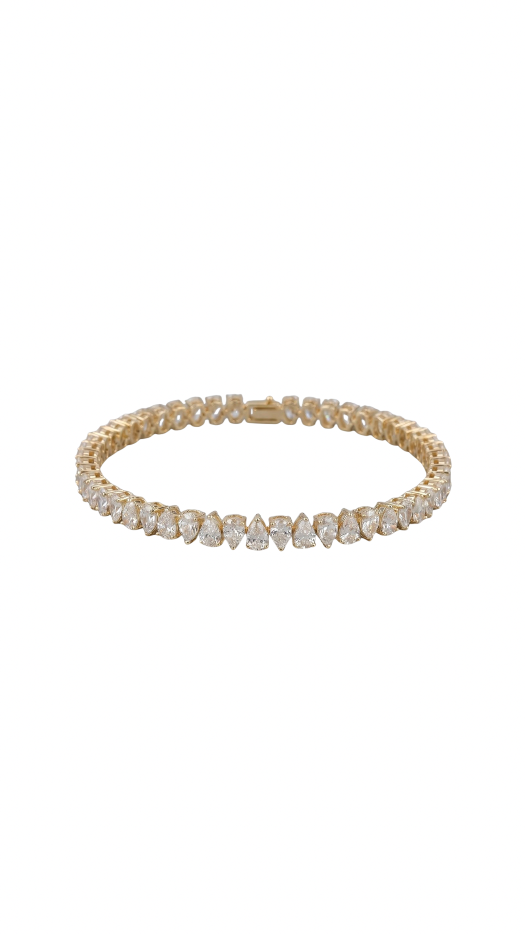 8 Carat North South Pear Shape Tennis Bracelet, 18k Yellow Gold, Lab Diamond - Image 1