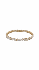 8 Carat North South Pear Shape Tennis Bracelet, 18k Yellow Gold, Lab Diamond - Image 1
