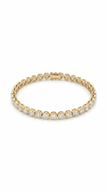 8 Carat Round Bezel Tennis Bracelet, 18k Yellow Gold, Lab Diamond
