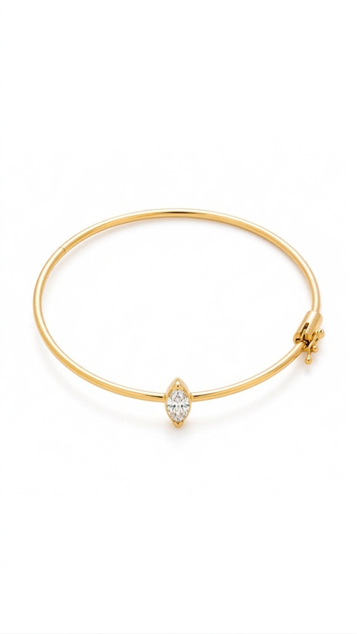 Marquise Barely There Bangle — 1 carat marquise lab diamond 18K gold — Safy Collective