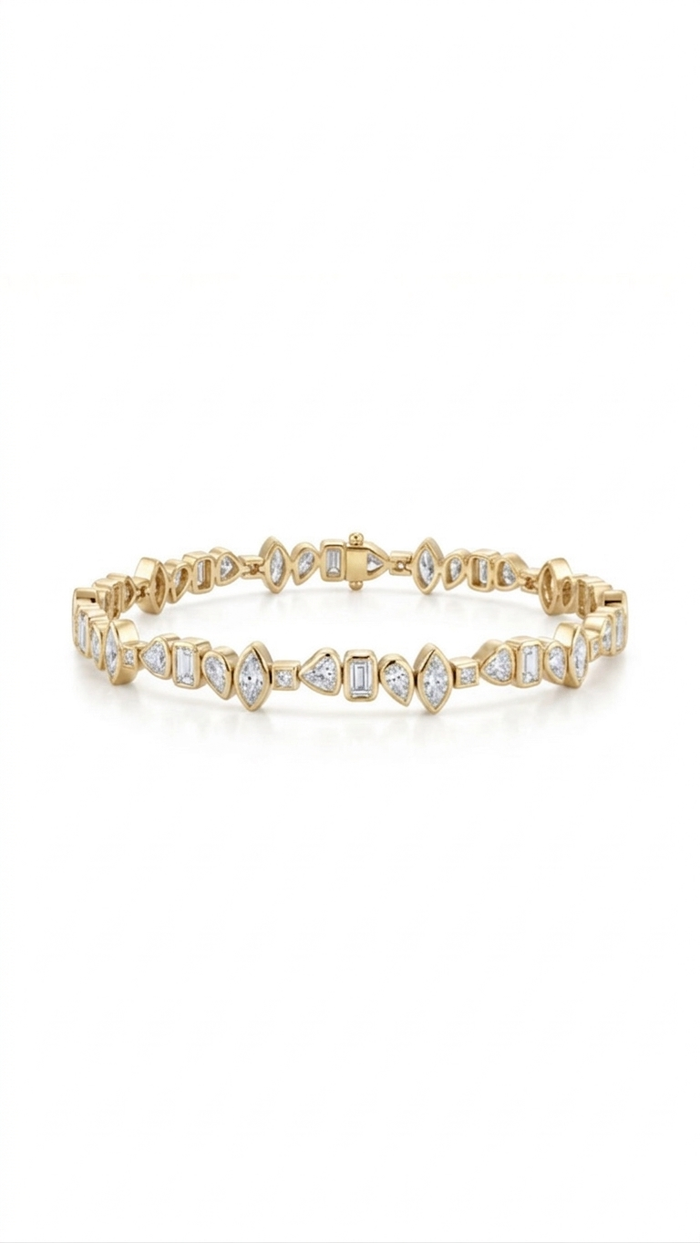 Multi-Shape Bezel Tennis Bracelet