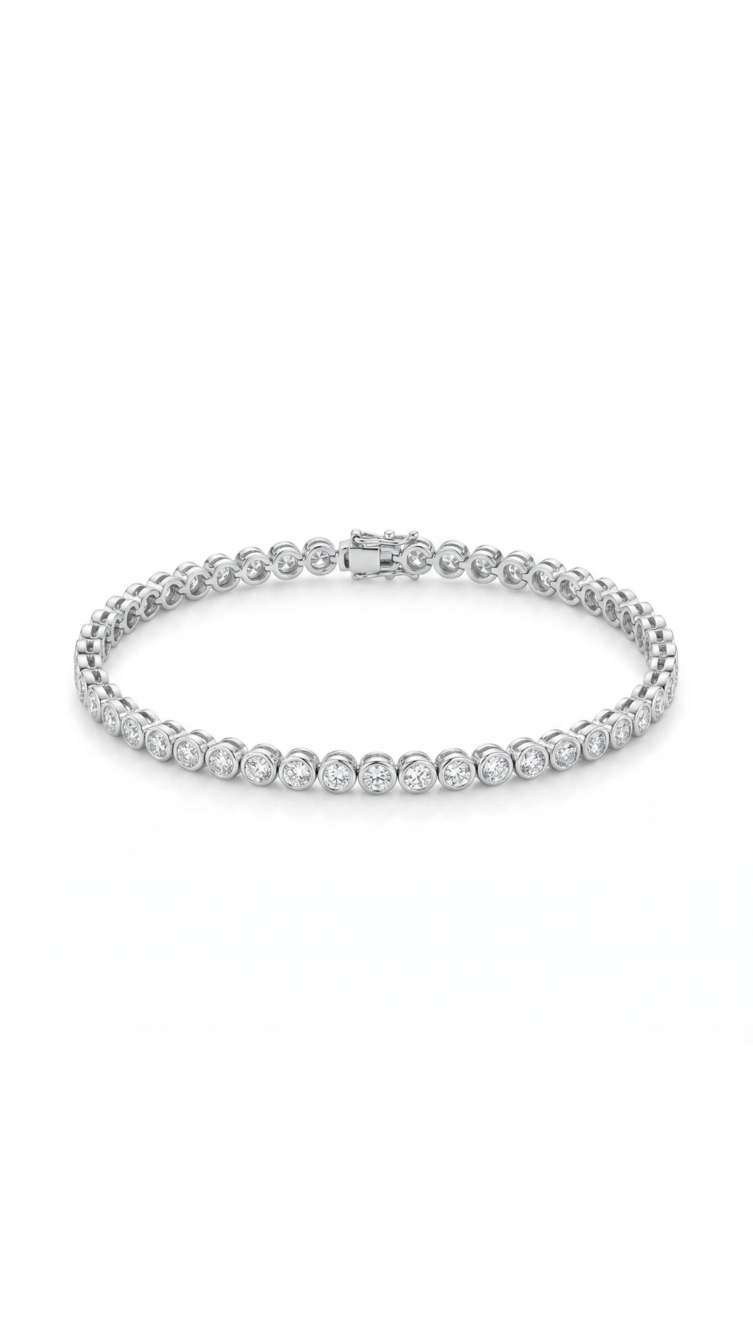 2.5 Carat Round Bezel Tennis Bracelet, 18k , Lab Diamond - Image 2