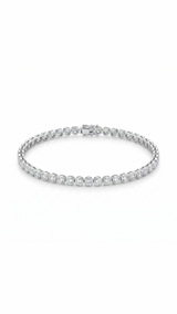 2.5 Carat Round Bezel Tennis Bracelet, 18k , Lab Diamond - Image 2