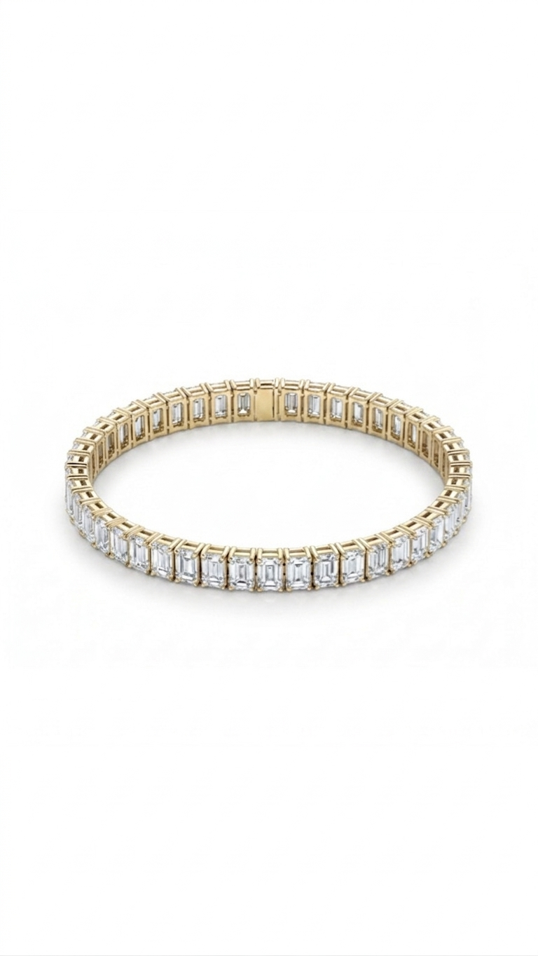 Emerald Shape Tennis Bracelet - Image 1