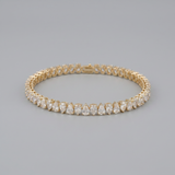 8 Carat North South Pear Shape Tennis Bracelet, 18k Yellow Gold, Lab Diamond - Image 3