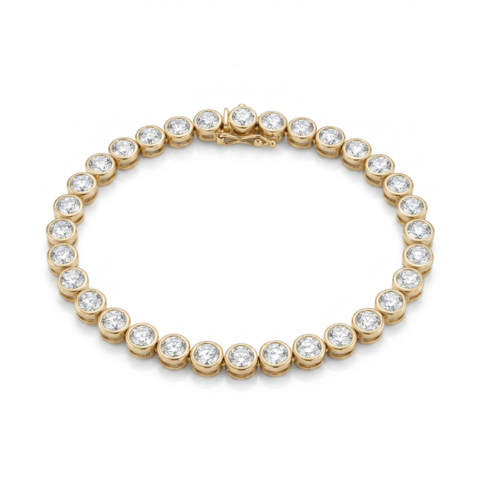 8 carat round bezel tennis bracelet — 18K yellow gold lab diamond — Safy Collective