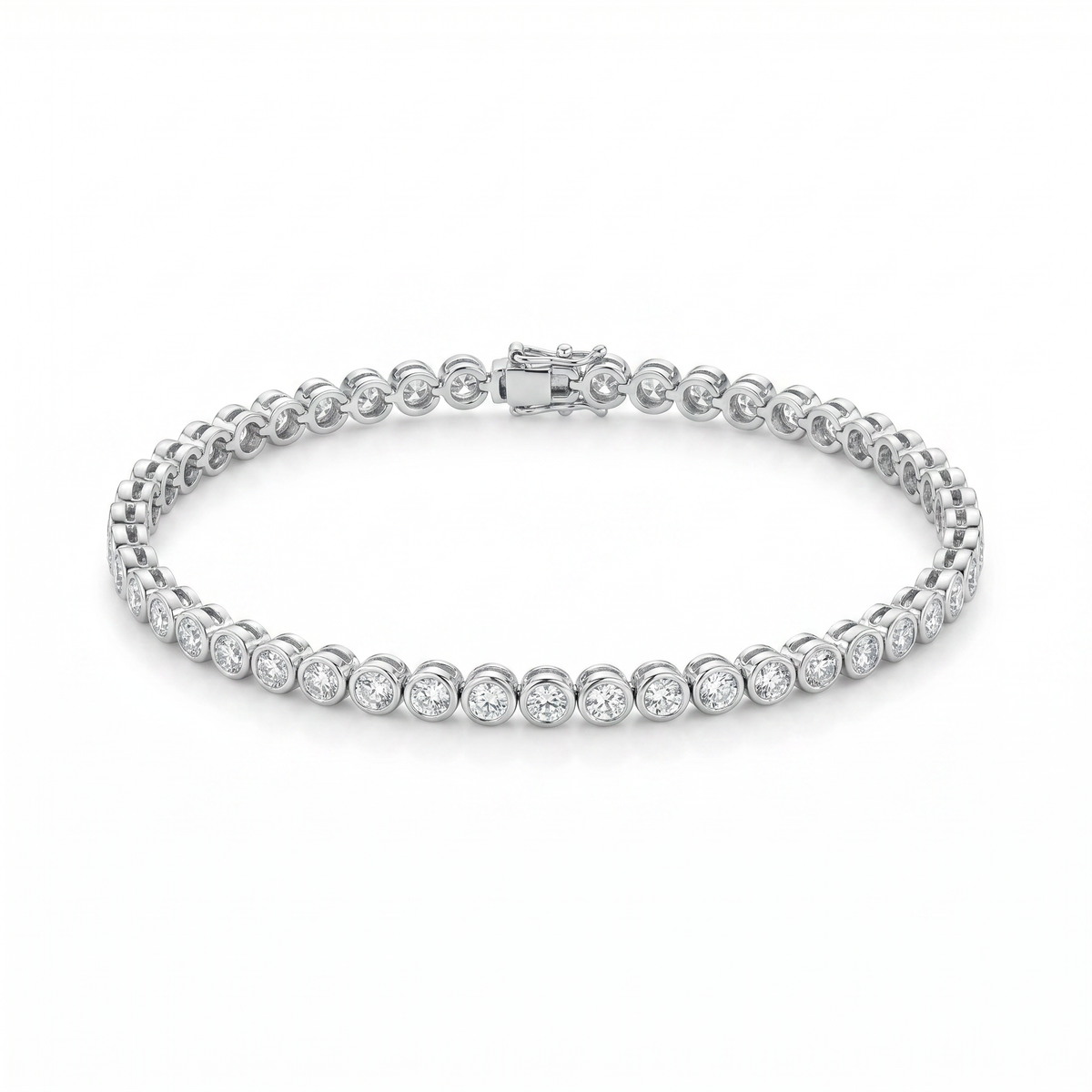 2.5 Carat Round Bezel Tennis Bracelet, 18k , Lab Diamond - Image 3