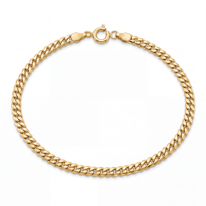 Cuban link bracelet in 18k yellow gold