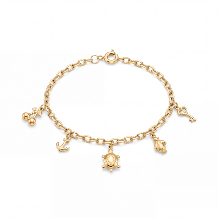 Charm Bracelet in 18k yellow gold