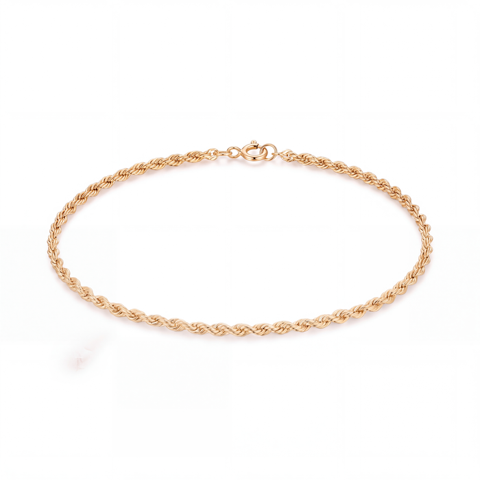 Rope Chain Anklet in 18k yellow gold