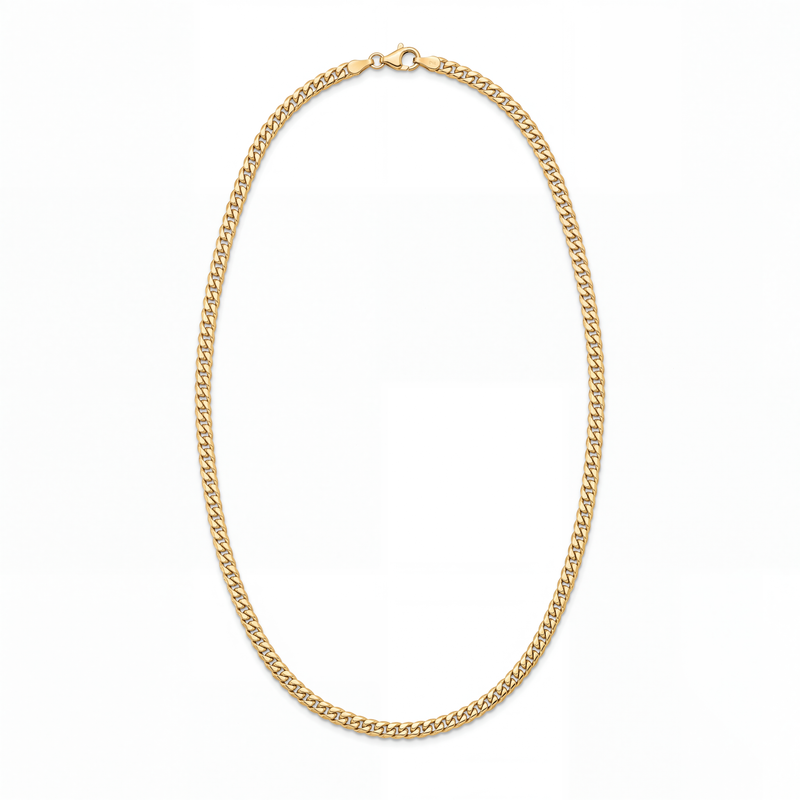 Delicate Tight Cuban Chain necklace in 18k yellow gold