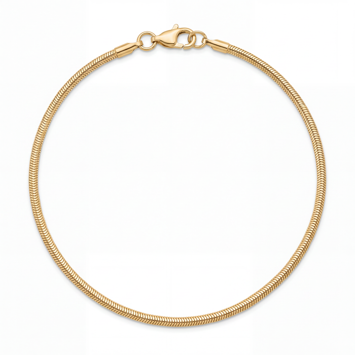 Small Herringbone Bracelet, round snake chain, in 18k yellow gold
