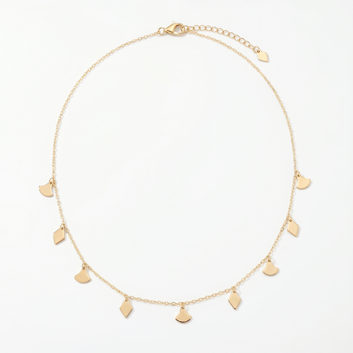 Pétale charm station necklace — 18K gold charm detail — Safy Collective