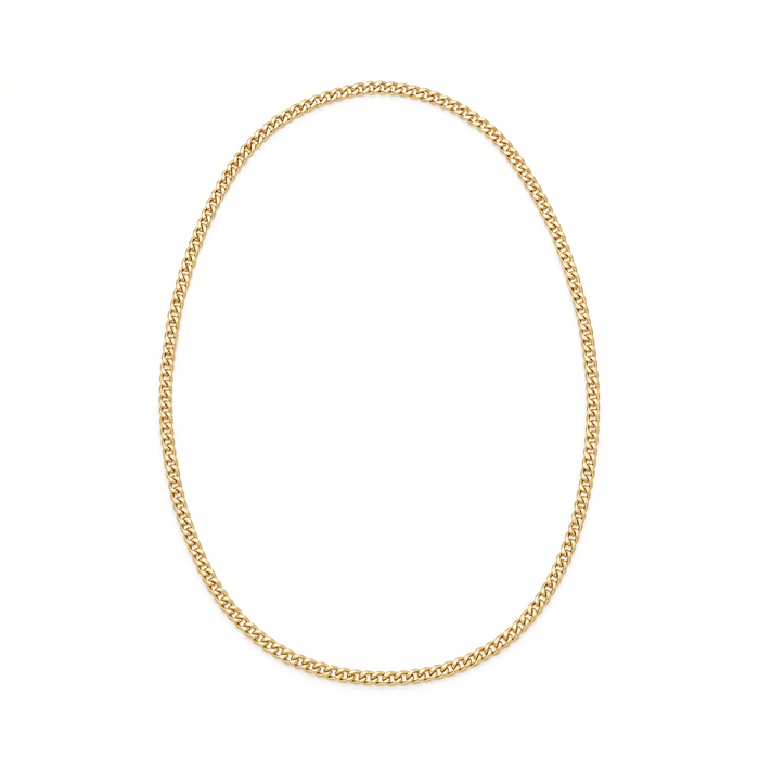 Gourmette fine curb chain necklace — 18K solid yellow gold — Safy Collective