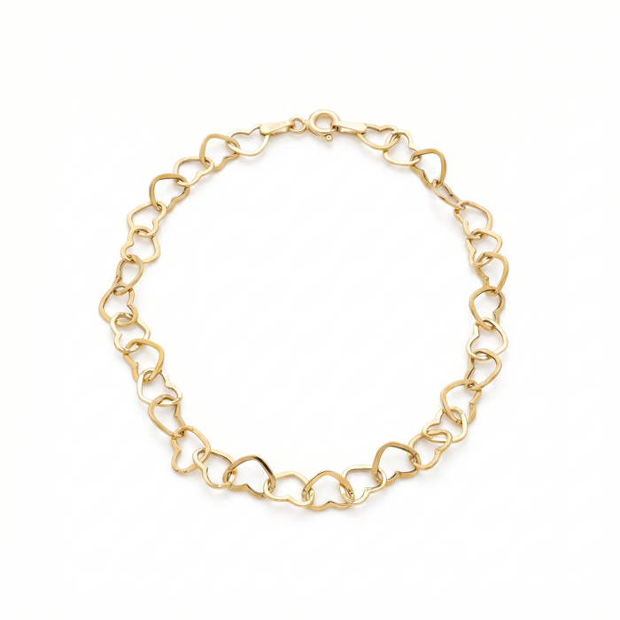Cœur heart link bracelet — 18K solid yellow gold continuous heart chain — Safy Collective