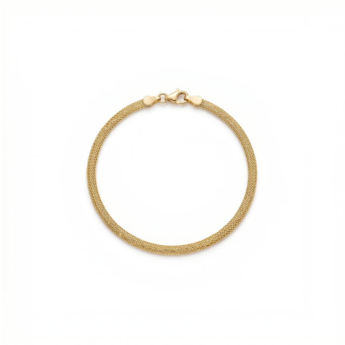 Tresse tubular mesh bracelet — 18K yellow gold woven micro-links — Safy Collective