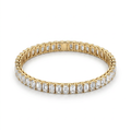 8 Carat Emerald Shape Tennis Bracelet, 18k White Gold, Lab Diamond