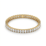8 Carat Emerald Shape Tennis Bracelet, 18k White Gold, Lab Diamond - Image 1