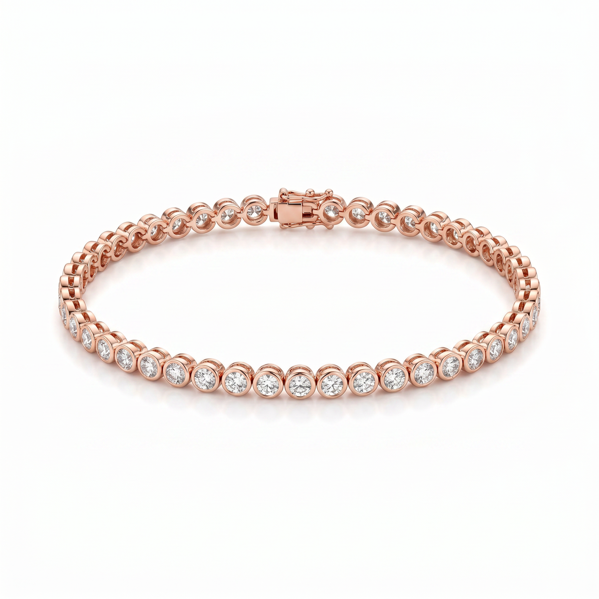 2.5 Carat Round Bezel Tennis Bracelet, 18k , Lab Diamond - Image 8