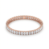 8 Carat Emerald Shape Tennis Bracelet, 18k White Gold, Lab Diamond - Image 2